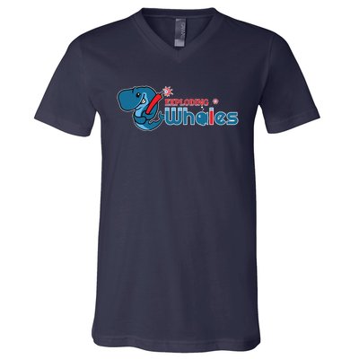 Eugene Emeralds Exploding Whales V-Neck T-Shirt