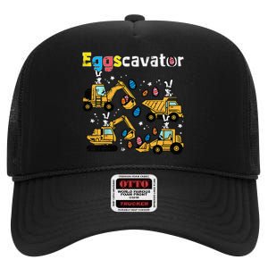 Eggscavator Easter Egg Hunt Construction Trucks High Crown Mesh Back Trucker Hat