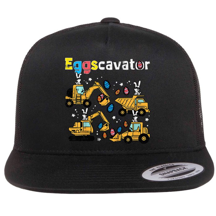 Eggscavator Easter Egg Hunt Construction Trucks Flat Bill Trucker Hat