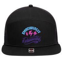 Emotionally Exhausted 7 Panel Mesh Trucker Snapback Hat