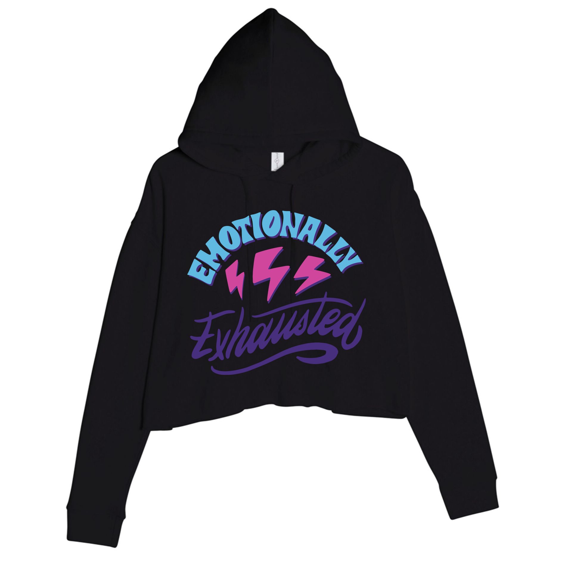 Emotionally Exhausted Crop Fleece Hoodie