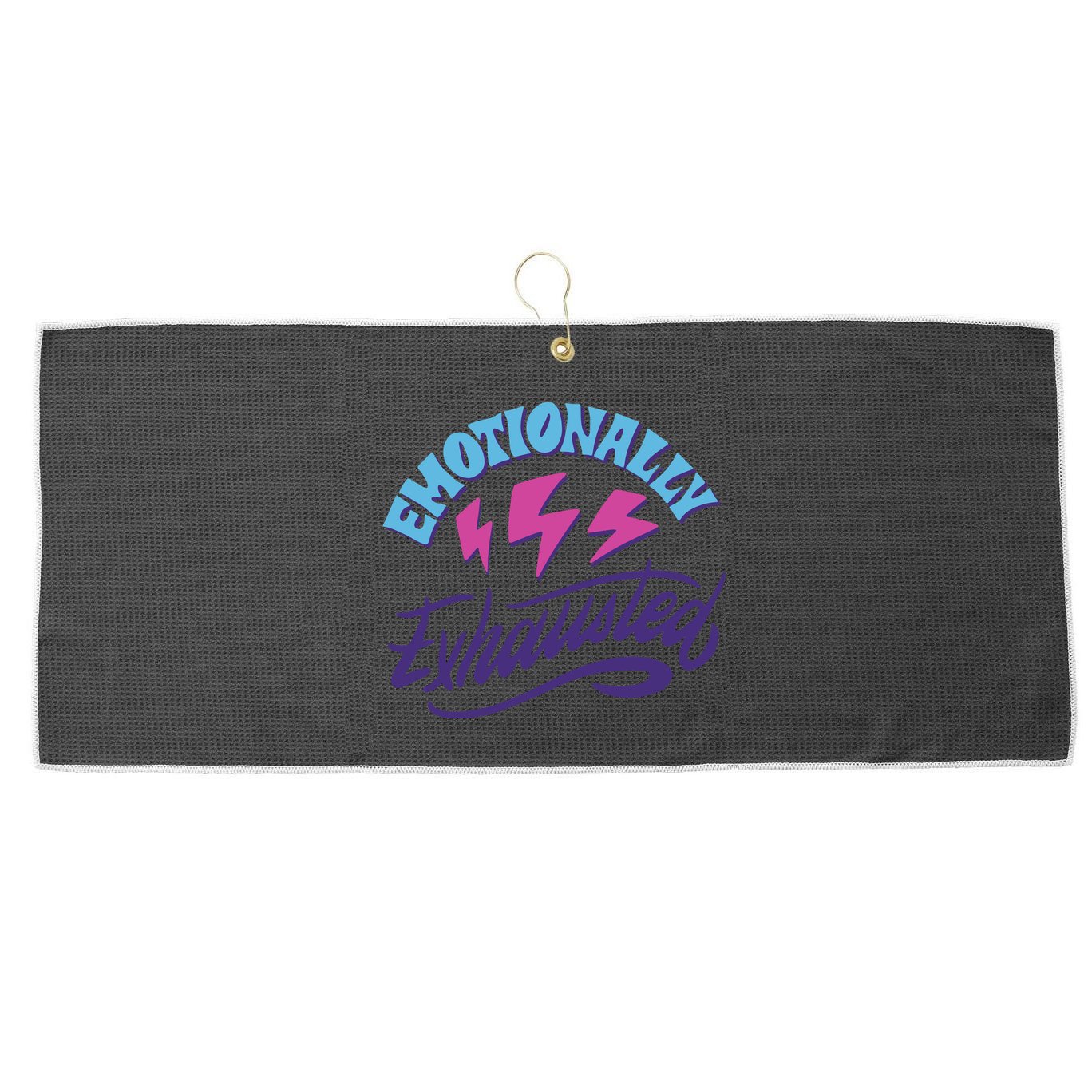 Emotionally Exhausted Large Microfiber Waffle Golf Towel