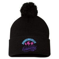 Emotionally Exhausted Pom Pom 12in Knit Beanie
