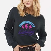 Emotionally Exhausted Cropped Pullover Crew