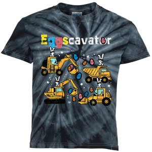 Eggscavator Easter Egg Hunt Construction Trucks Kids Tie-Dye T-Shirt