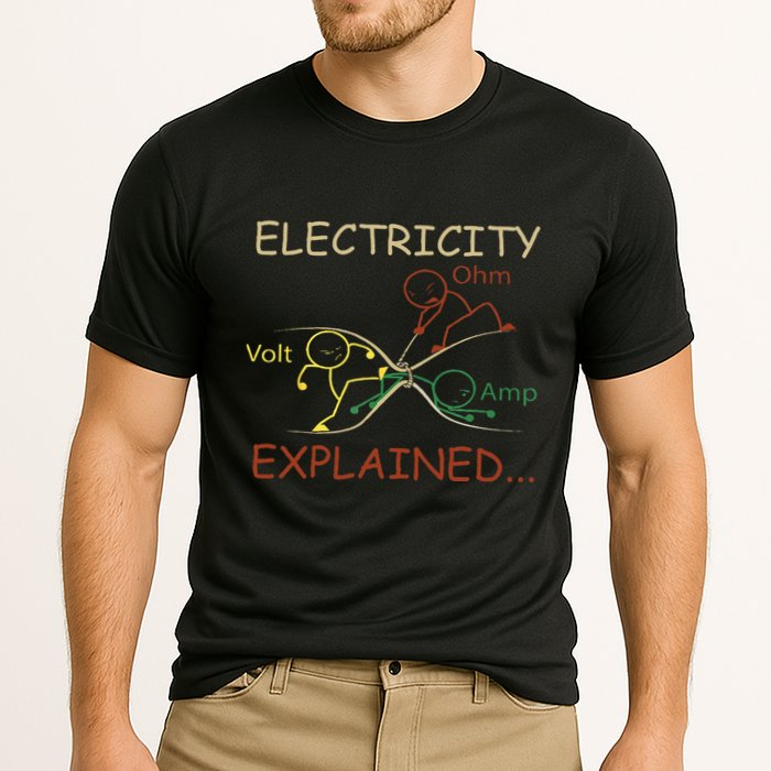 Electricity Explained Electrical Engineer Teacher School Cooling Performance Crew T-Shirt