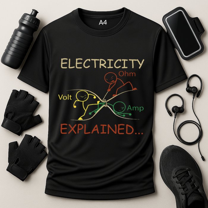 Electricity Explained Electrical Engineer Teacher School Cooling Performance Crew T-Shirt