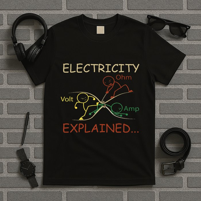 Electricity Explained Electrical Engineer Teacher School T-Shirt