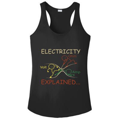 Electricity Explained Electrical Engineer Teacher School Ladies PosiCharge Competitor Racerback Tank
