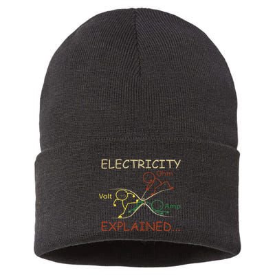 Electricity Explained Electrical Engineer Teacher School Sustainable Knit Beanie