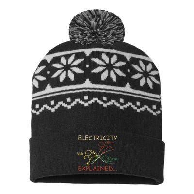 Electricity Explained Electrical Engineer Teacher School USA-Made Snowflake Beanie