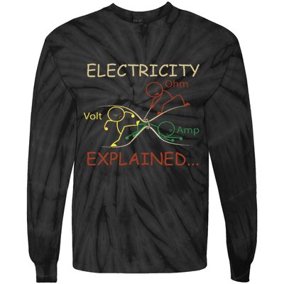Electricity Explained Electrical Engineer Teacher School Tie-Dye Long Sleeve Shirt