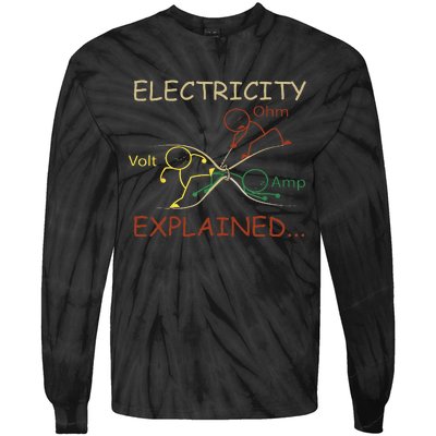 Electricity Explained Electrical Engineer Teacher School Tie-Dye Long Sleeve Shirt