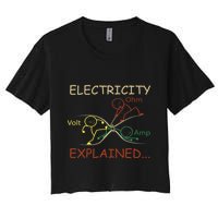 Electricity Explained Electrical Engineer Teacher School Women's Crop Top Tee
