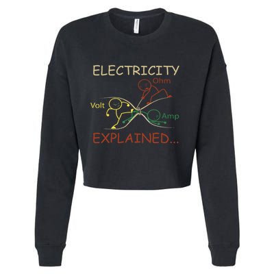Electricity Explained Electrical Engineer Teacher School Cropped Pullover Crew