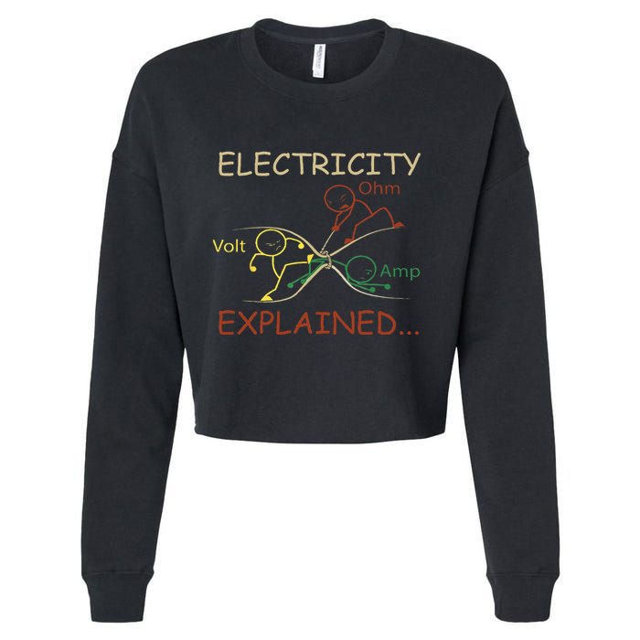 Electricity Explained Electrical Engineer Teacher School Cropped Pullover Crew