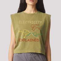 Electricity Explained Electrical Engineer Teacher School Garment-Dyed Women's Muscle Tee