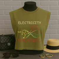 Electricity Explained Electrical Engineer Teacher School Garment-Dyed Women's Muscle Tee