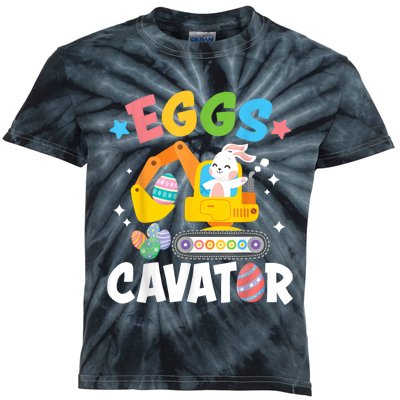 Eggscavator Easter Egg Hunt Construction Truck Kids Tie-Dye T-Shirt