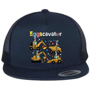 Eggscavator Easter Egg Hunt Construction Trucks Flat Bill Trucker Hat