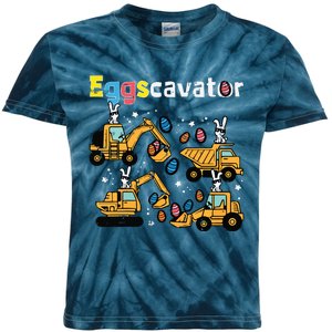 Eggscavator Easter Egg Hunt Construction Trucks Kids Tie-Dye T-Shirt