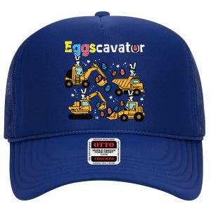 Eggscavator Easter Egg Hunt Construction Trucks High Crown Mesh Back Trucker Hat