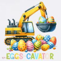 Eggscavator Easter Egg Hunt Construction Trucks  T-Shirt