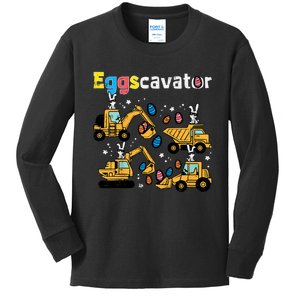 Eggscavator Easter Egg Hunt Construction Trucks Toddlers Kids Long Sleeve Shirt