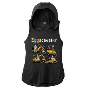 Eggscavator Easter Egg Hunt Construction Trucks Ladies PosiCharge Tri-Blend Wicking Draft Hoodie Tank