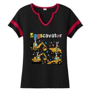 Eggscavator Easter Egg Hunt Construction Trucks Ladies Halftime Notch Neck Tee