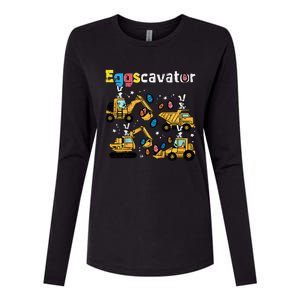 Eggscavator Easter Egg Hunt Construction Trucks Womens Cotton Relaxed Long Sleeve T-Shirt