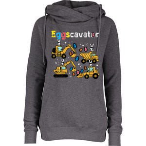 Eggscavator Easter Egg Hunt Construction Trucks Womens Funnel Neck Pullover Hood