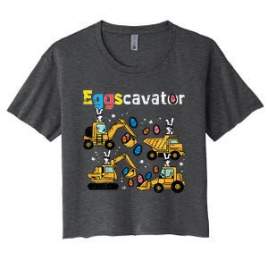 Eggscavator Easter Egg Hunt Construction Trucks Women's Crop Top Tee