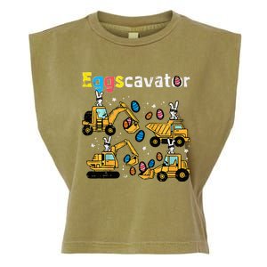 Eggscavator Easter Egg Hunt Construction Trucks Garment-Dyed Women's Muscle Tee