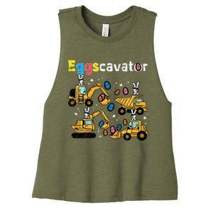 Eggscavator Easter Egg Hunt Construction Trucks Women's Racerback Cropped Tank