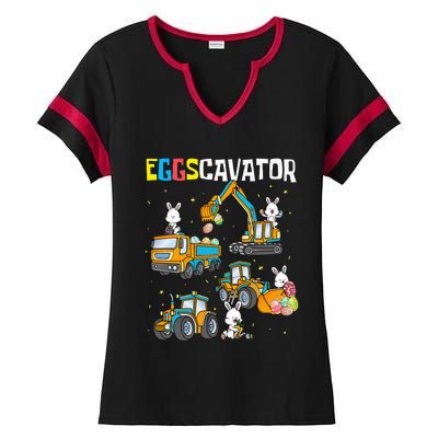 Eggscavator Easter Ladies Halftime Notch Neck Tee