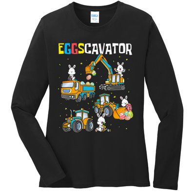 Eggscavator Easter Ladies Long Sleeve Shirt