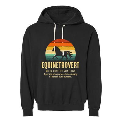 Equinetrovert Equestrian Equine Introvert Garment-Dyed Fleece Hoodie