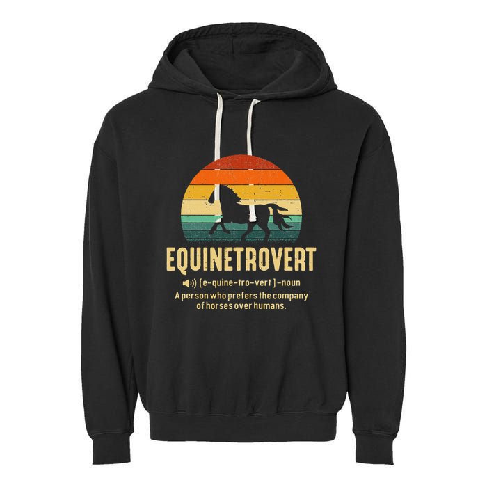 Equinetrovert Equestrian Equine Introvert Garment-Dyed Fleece Hoodie
