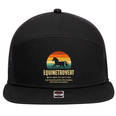 Equinetrovert Equestrian Equine Introvert 7 Panel Mesh Trucker Snapback Hat