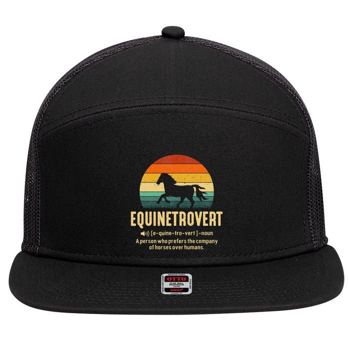 Equinetrovert Equestrian Equine Introvert 7 Panel Mesh Trucker Snapback Hat