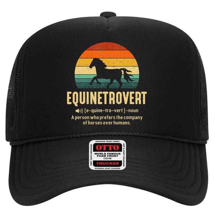 Equinetrovert Equestrian Equine Introvert High Crown Mesh Back Trucker Hat