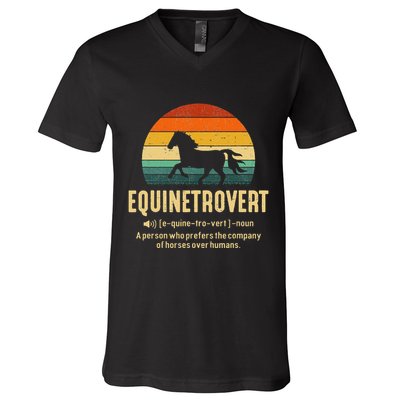 Equinetrovert Equestrian Equine Introvert V-Neck T-Shirt