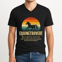 Equinetrovert Equestrian Equine Introvert V-Neck T-Shirt