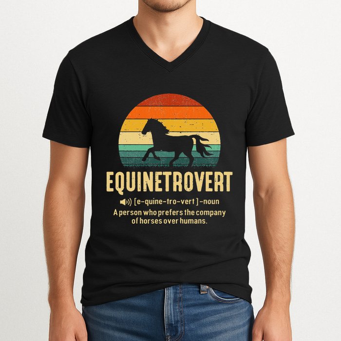 Equinetrovert Equestrian Equine Introvert V-Neck T-Shirt