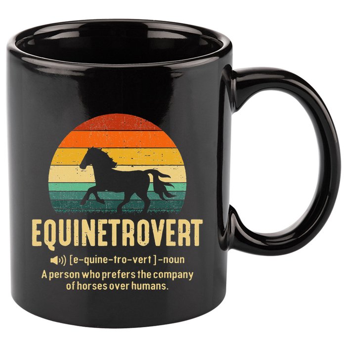 Equinetrovert Equestrian Equine Introvert 11oz C Handle Ceramic Mug