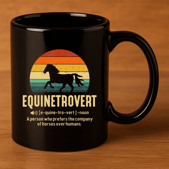 Equinetrovert Equestrian Equine Introvert 11oz C Handle Ceramic Mug