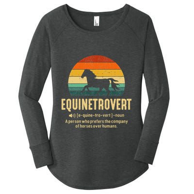 Equinetrovert Equestrian Equine Introvert Women's Perfect Tri Tunic Long Sleeve Shirt