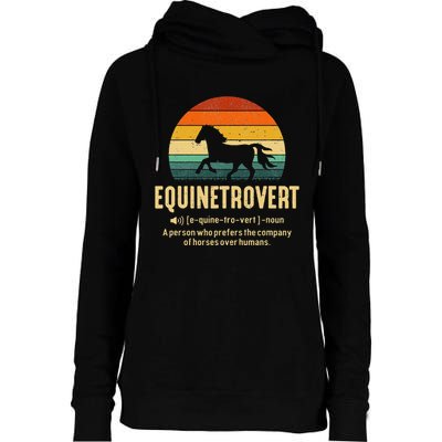 Equinetrovert Equestrian Equine Introvert Womens Funnel Neck Pullover Hood