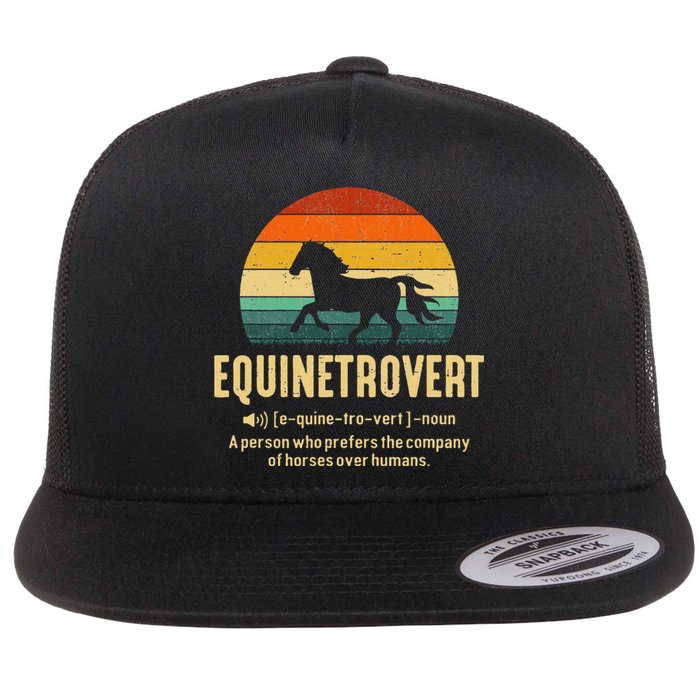 Equinetrovert Equestrian Equine Introvert Flat Bill Trucker Hat